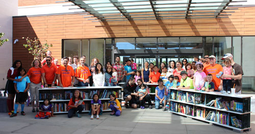 Community Gathers for Milk Crate Library Opening Community Gathers for Milk Crate Library Opening