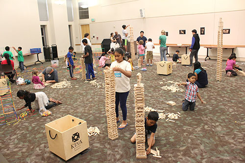 Buildings are Constructed and Destructed at Central Park Library's Family KEVA Club Buildings are Constructed and Destructed at Central Park Library's Family KEVA Club
